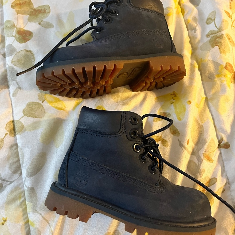 Boys waterproof timberlands navy blue